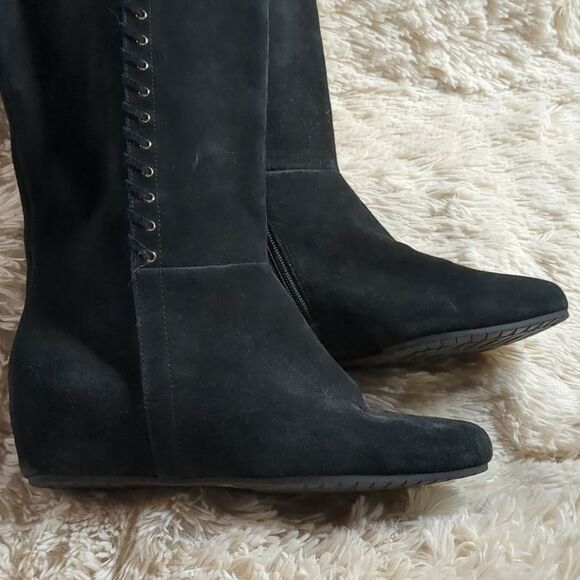 ISOLA Black Suede Knee High Boots, Size 9.5 - Picture 3 of 11